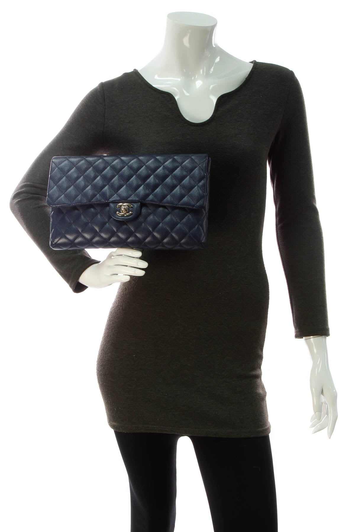 Classic Flap Clutch Bag - Navy