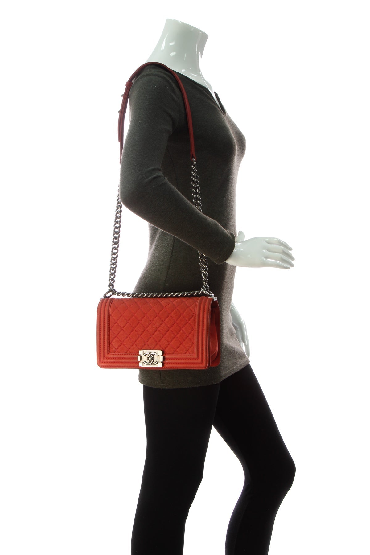 Old Medium Boy Bag - Rust Matte Caviar