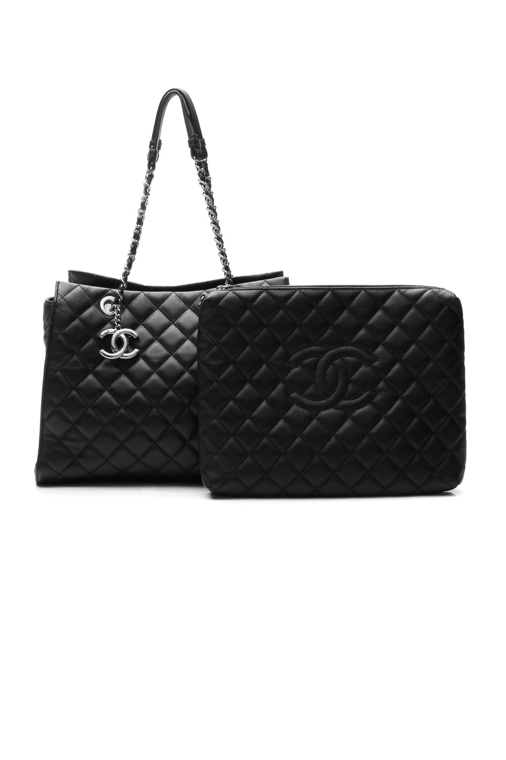 Quilted Tote Bag - Black