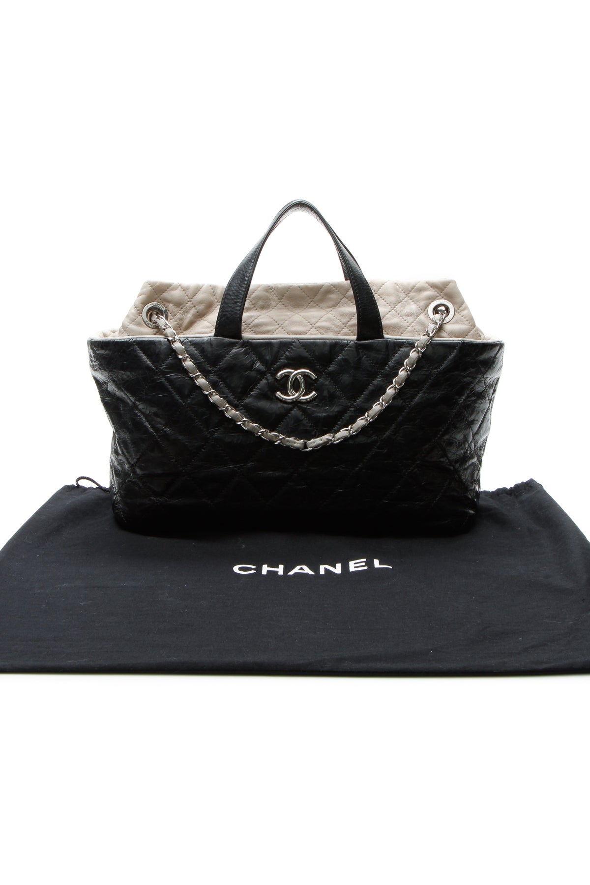 Quilted Tote Bag - Black/Gray