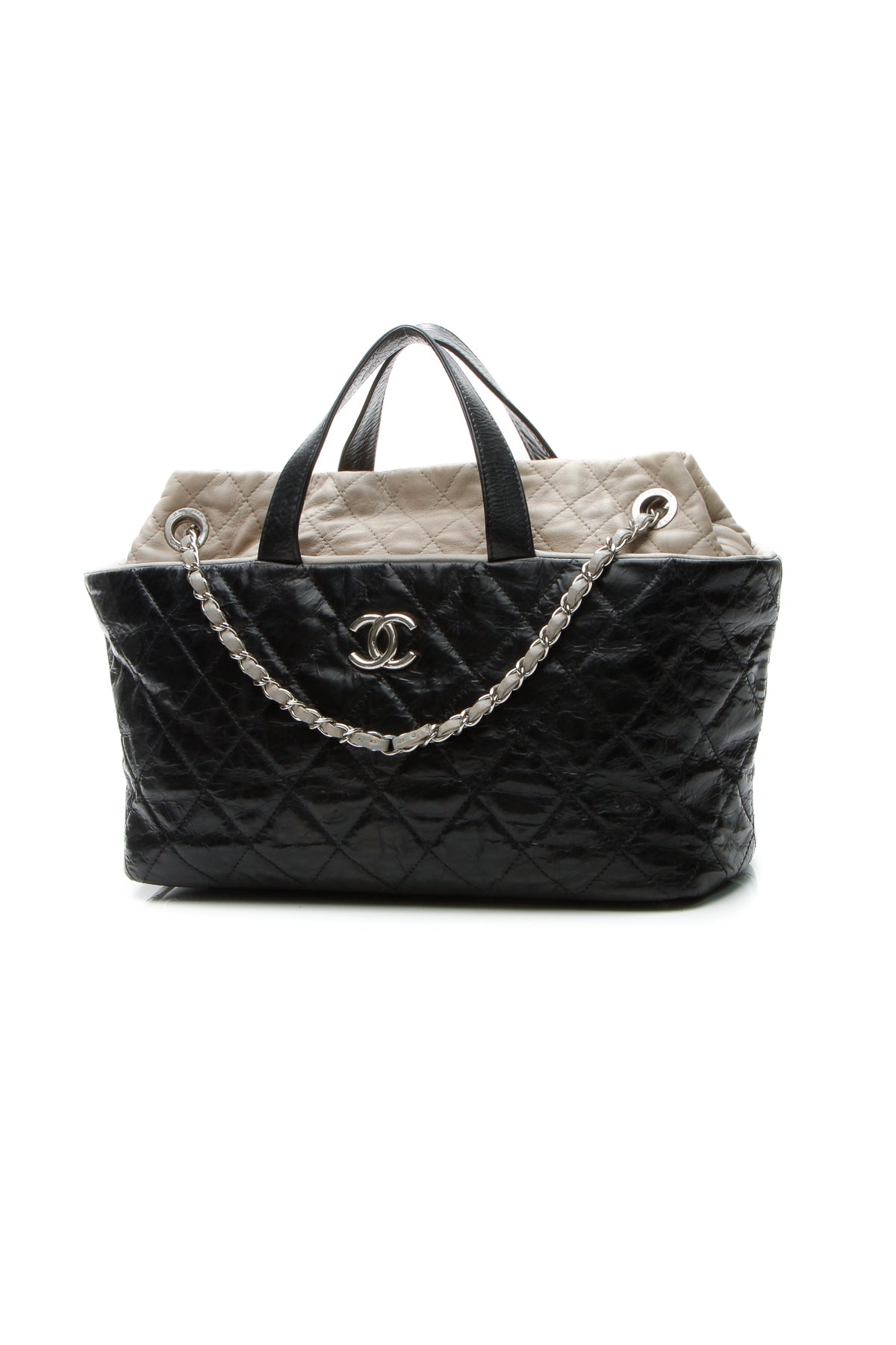 Quilted Tote Bag - Black/Gray