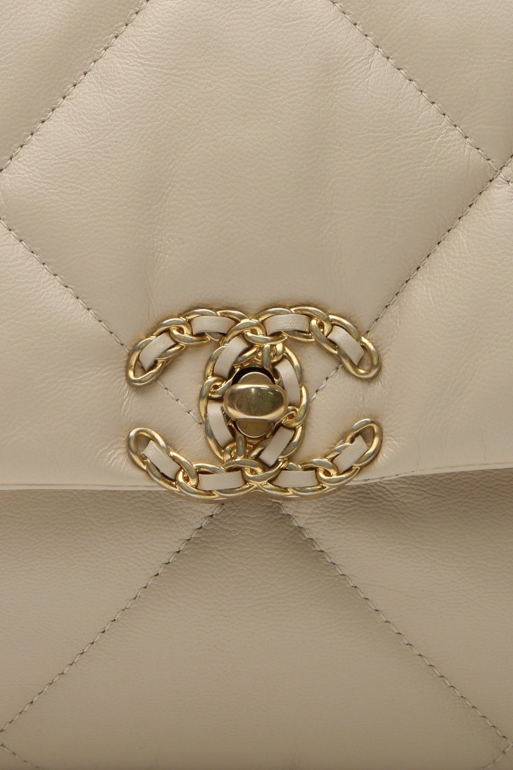 Quilted Chanel 19 Flap Bag - Beige
