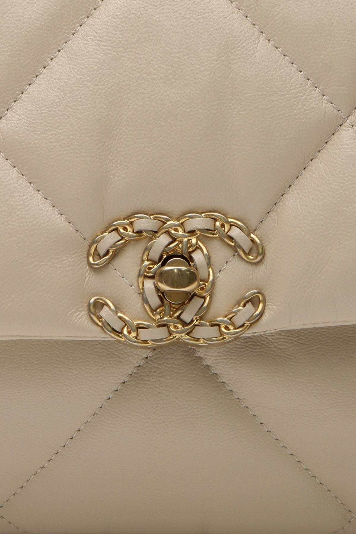 Quilted Chanel 19 Flap Bag - Beige
