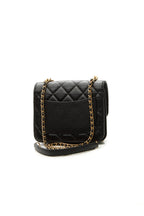Quilted Mini Chain Handle Flap Bag - Black