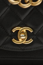 Quilted Mini Chain Handle Flap Bag - Black