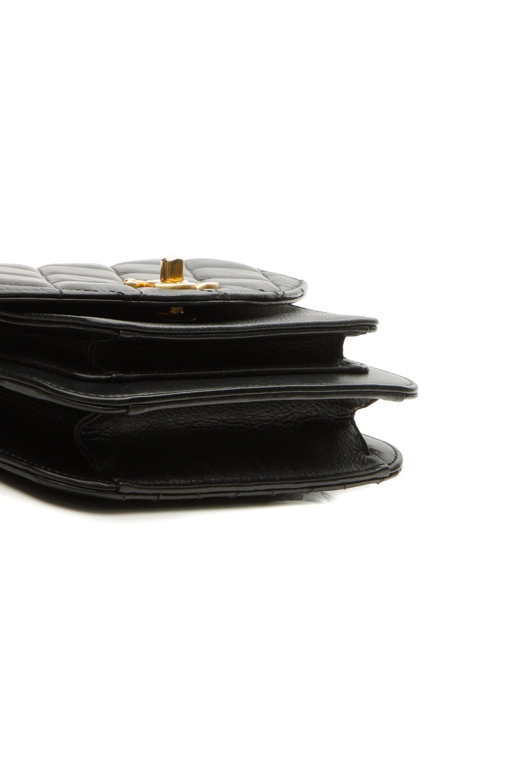 Quilted Mini Chain Handle Flap Bag - Black