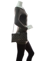 Coco Pleats Studded Clutch Bag - Black