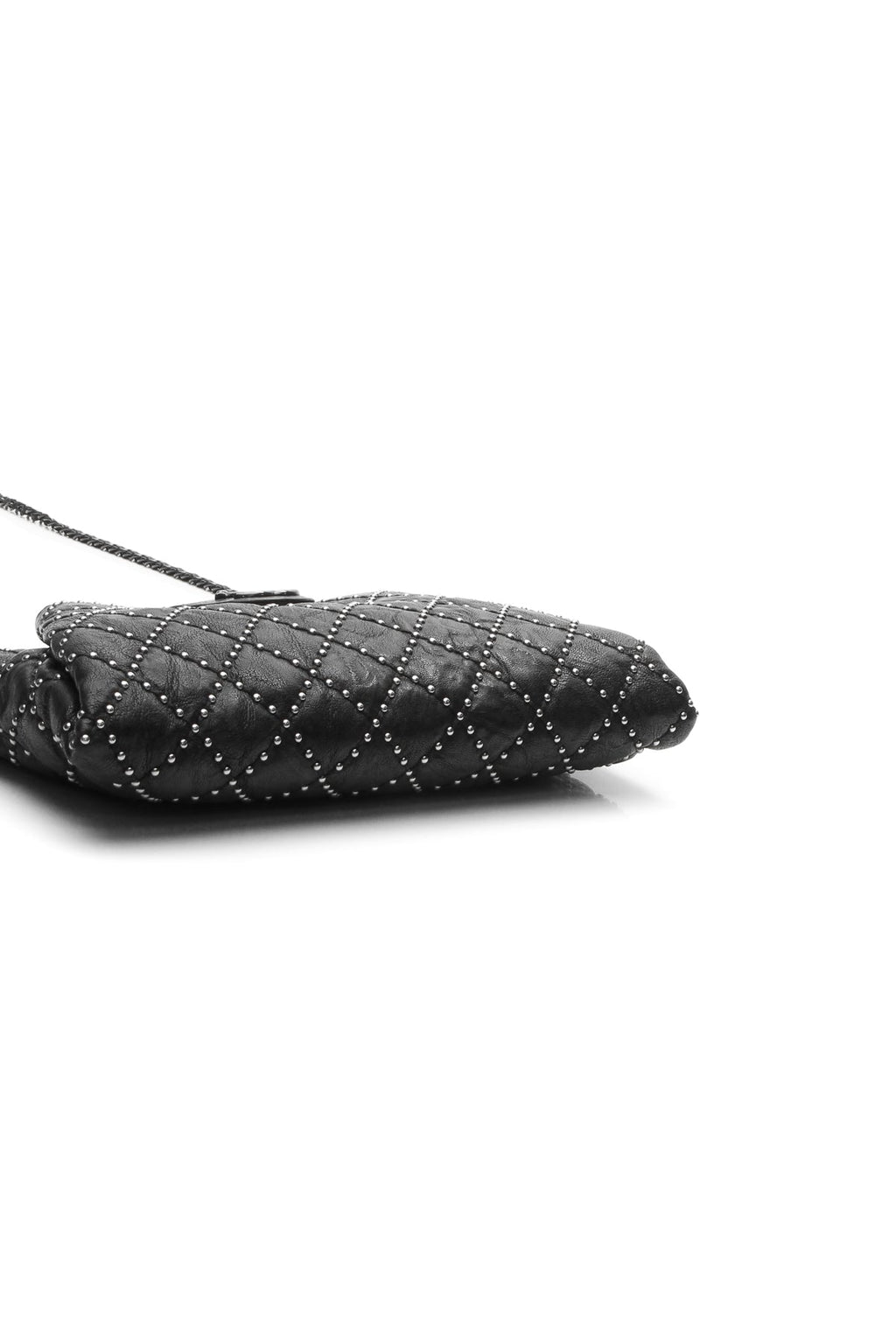 Coco Pleats Studded Clutch Bag - Black