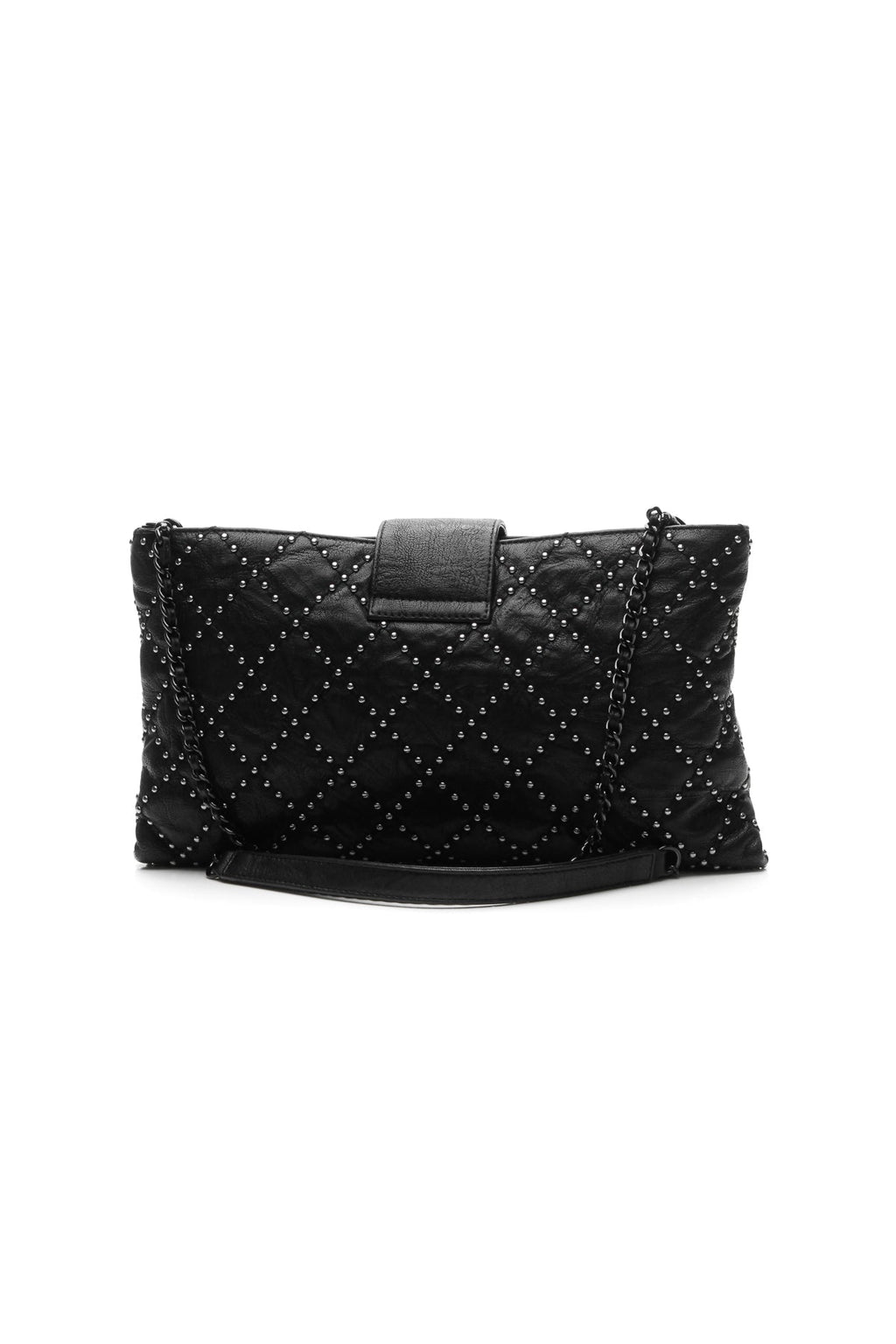 Coco Pleats Studded Clutch Bag - Black