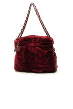 Rabbit Fur Shoulder Bag - Burgundy