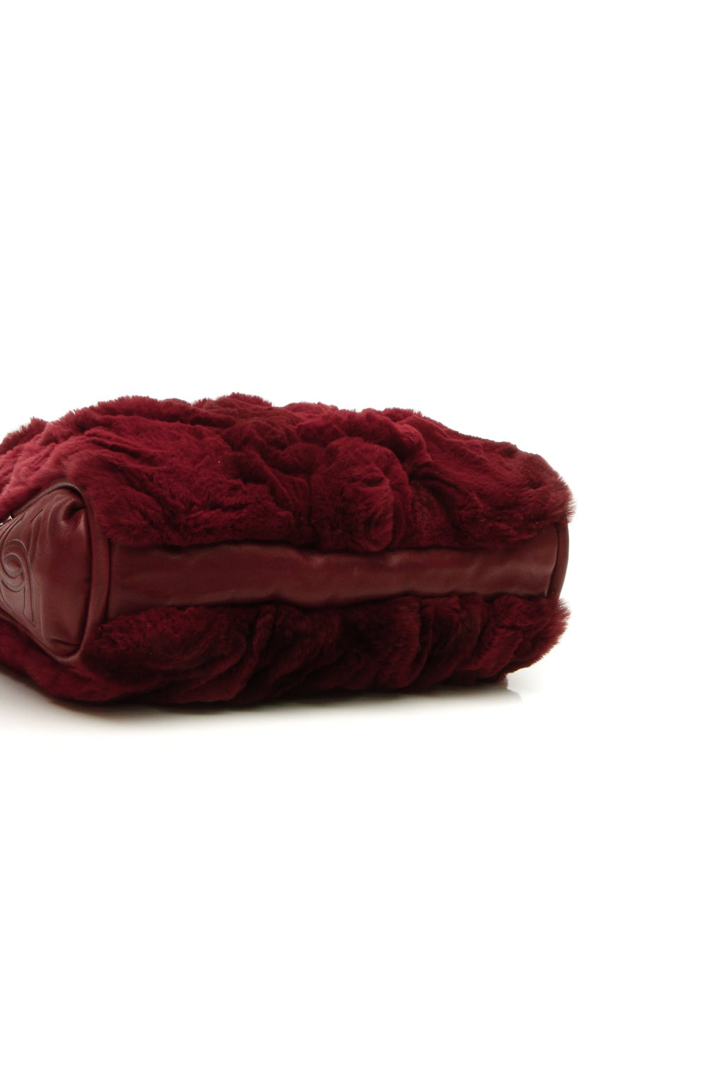 Rabbit Fur Shoulder Bag - Burgundy