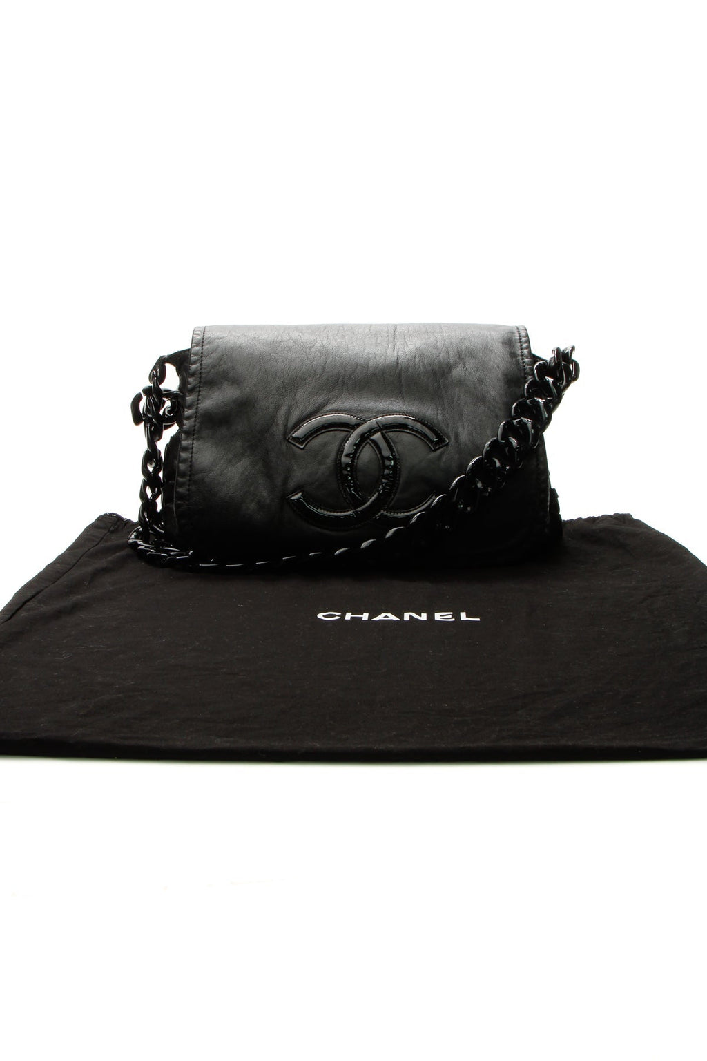 Modern Chain Flap Bag - Black