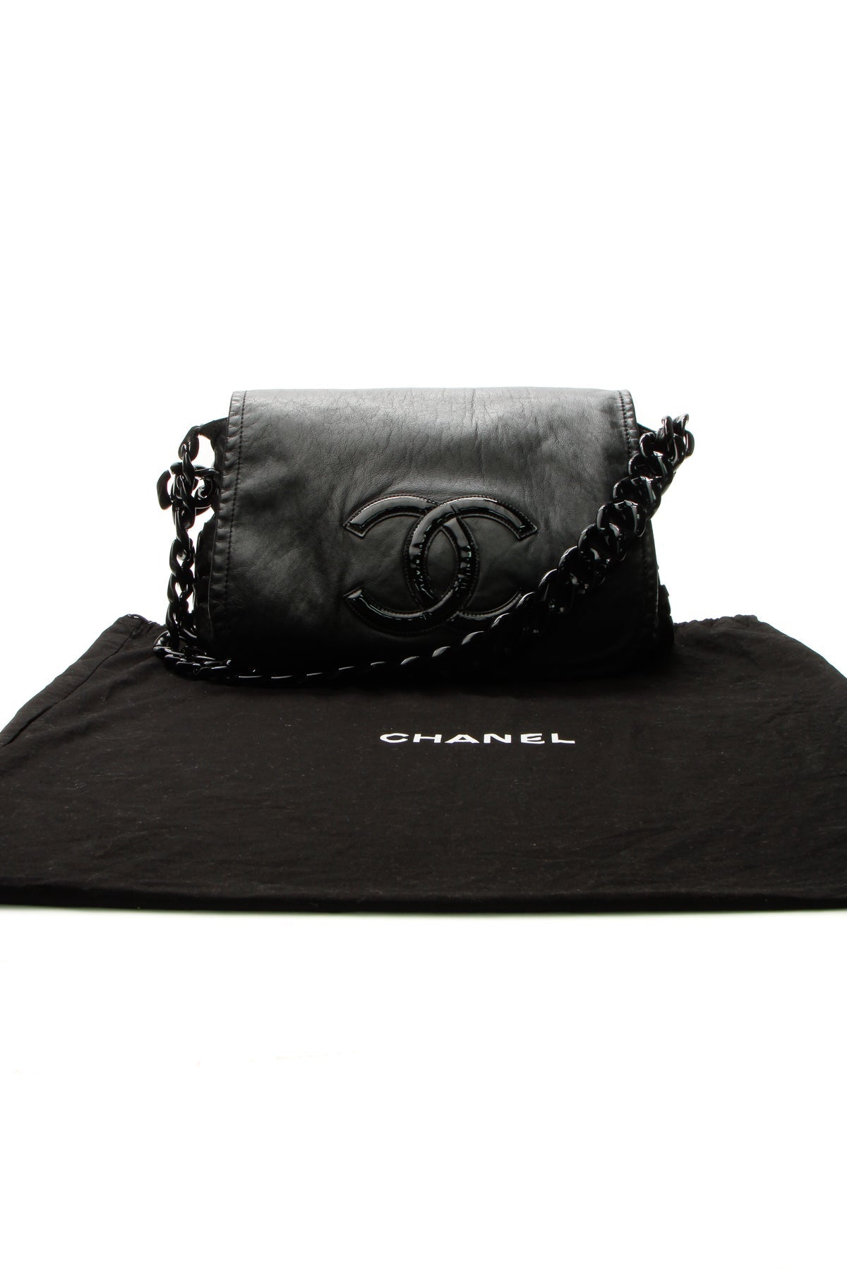 Modern Chain Flap Bag - Black