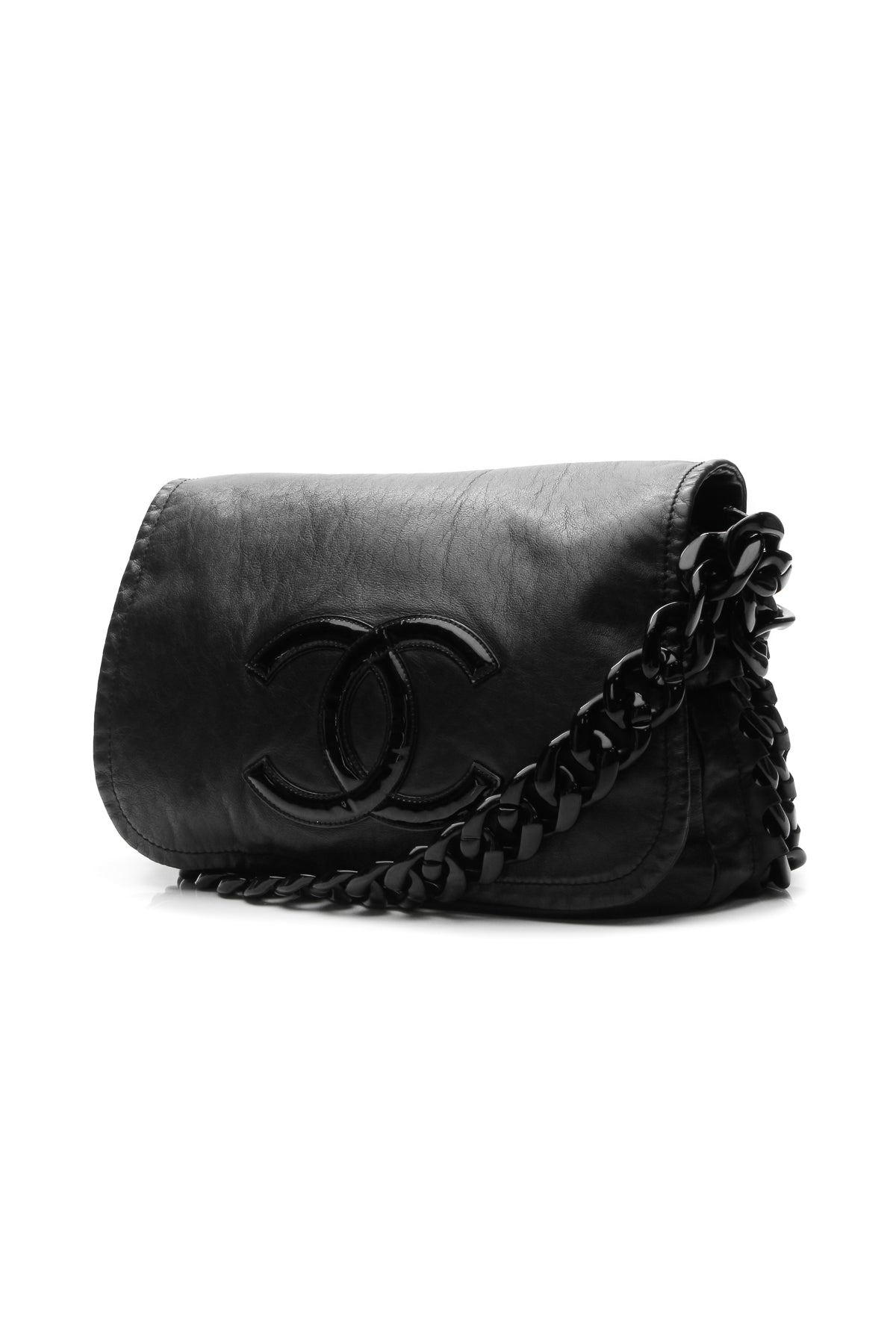 Modern Chain Flap Bag - Black
