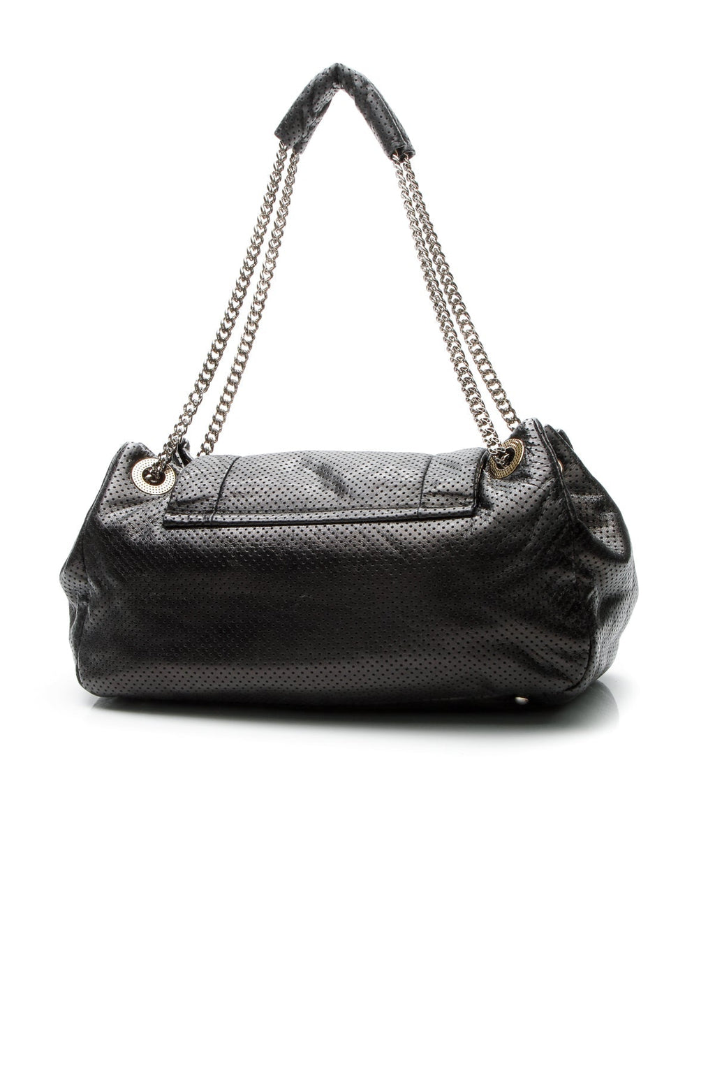 Perforated Accordion Large Flap Bag - Black