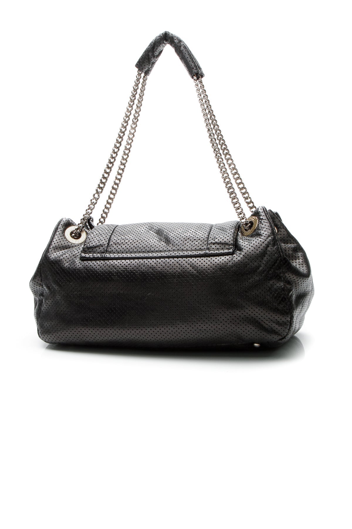 Perforated Accordion Large Flap Bag - Black
