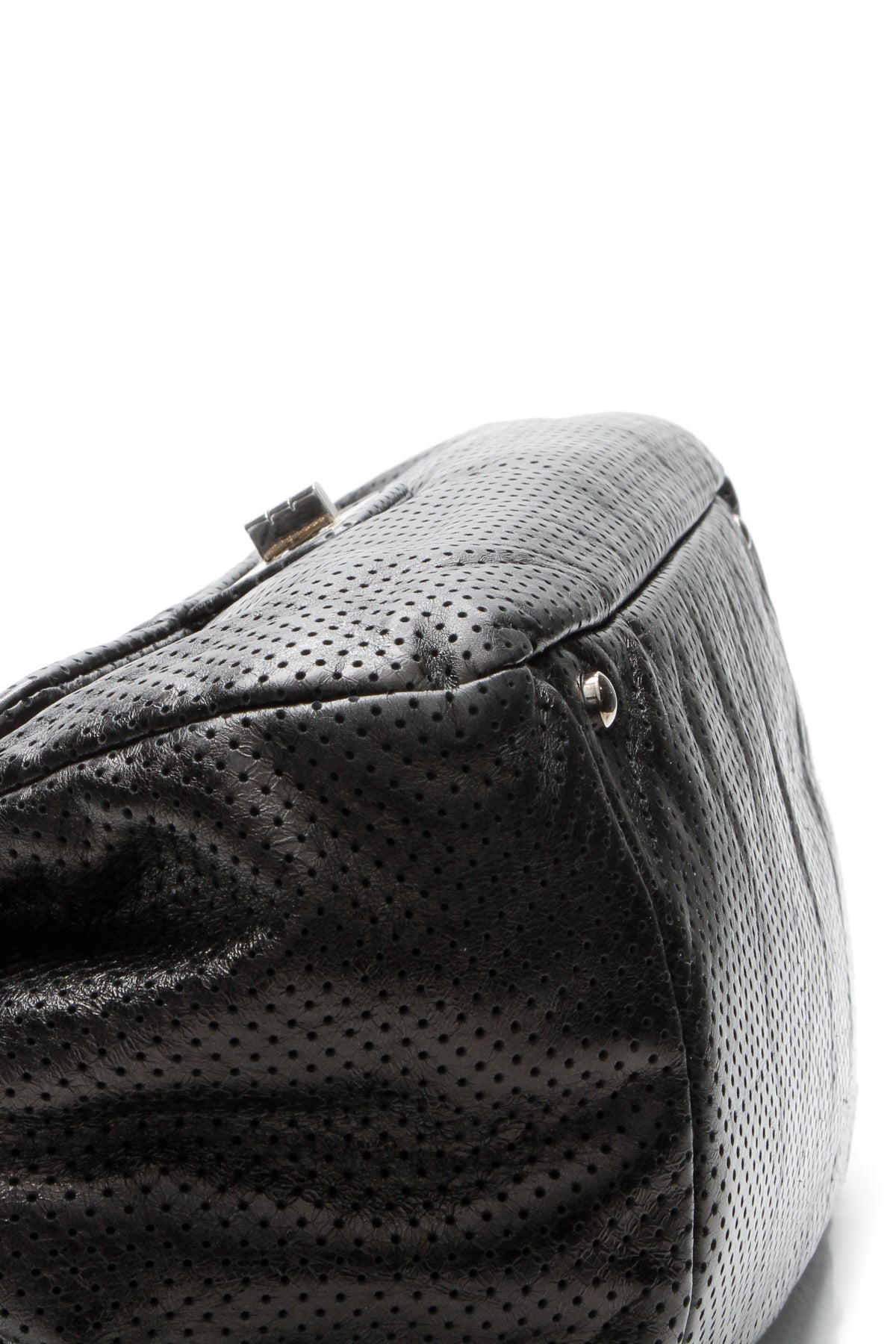 Perforated Accordion Large Flap Bag - Black