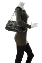 Perforated Accordion Large Flap Bag - Black