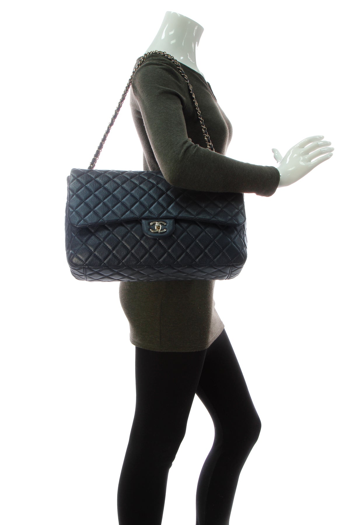 Quilted Airline XXL Single Flap Bag -  Navy