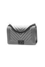 Chevron New Medium Boy Bag - Metallic Silver