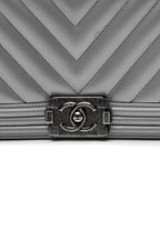 Chevron New Medium Boy Bag - Metallic Silver