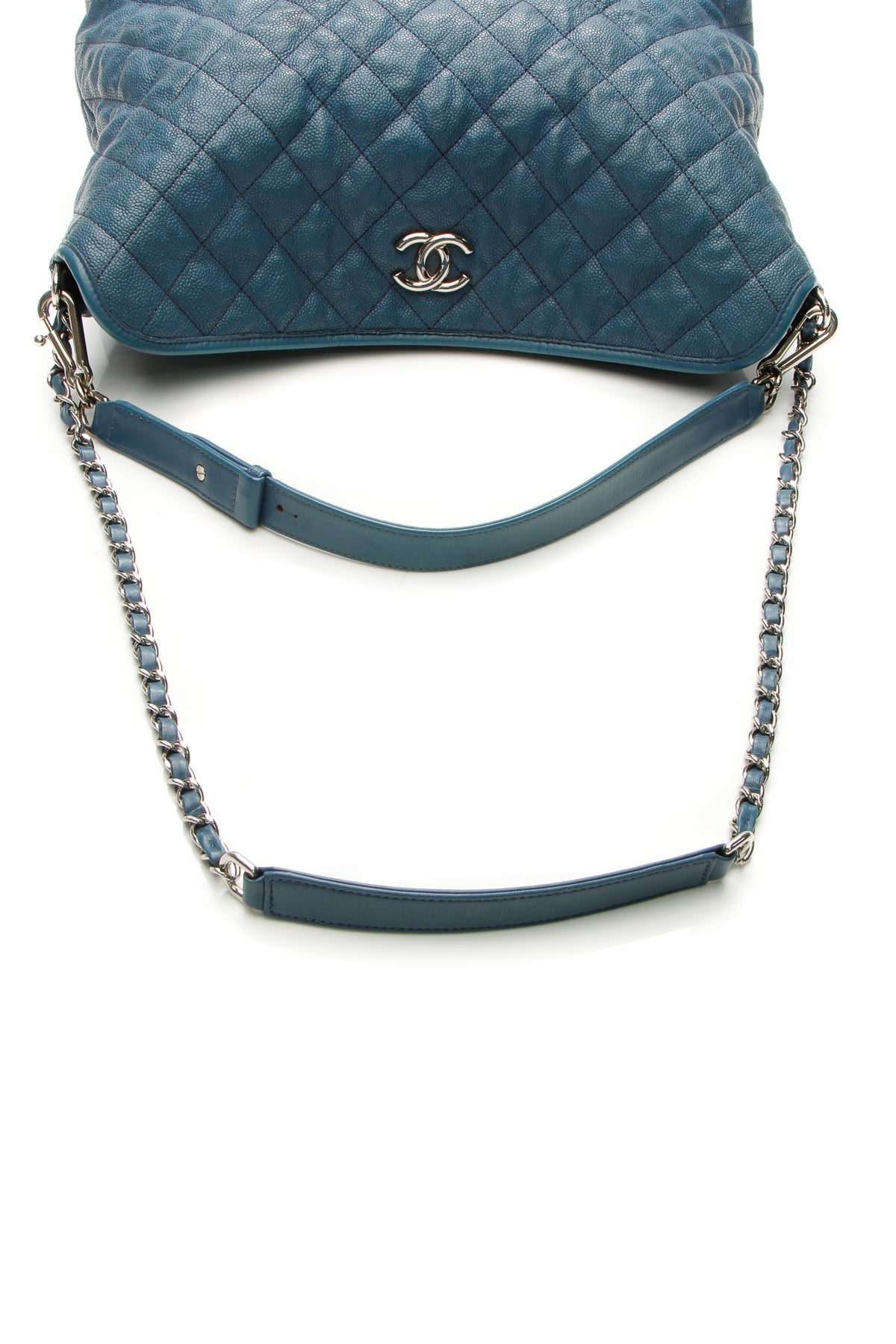 Quilted French Riviera Hobo Bag - Blue
