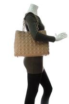Cannage Large Shopping Tote Bag - Beige