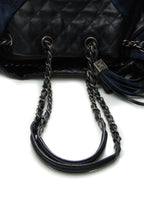 Paris-Seoul Patchwork Drawstring Bag - Navy