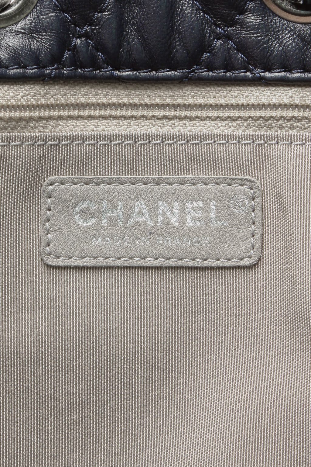 Paris-Seoul Patchwork Drawstring Bag - Navy