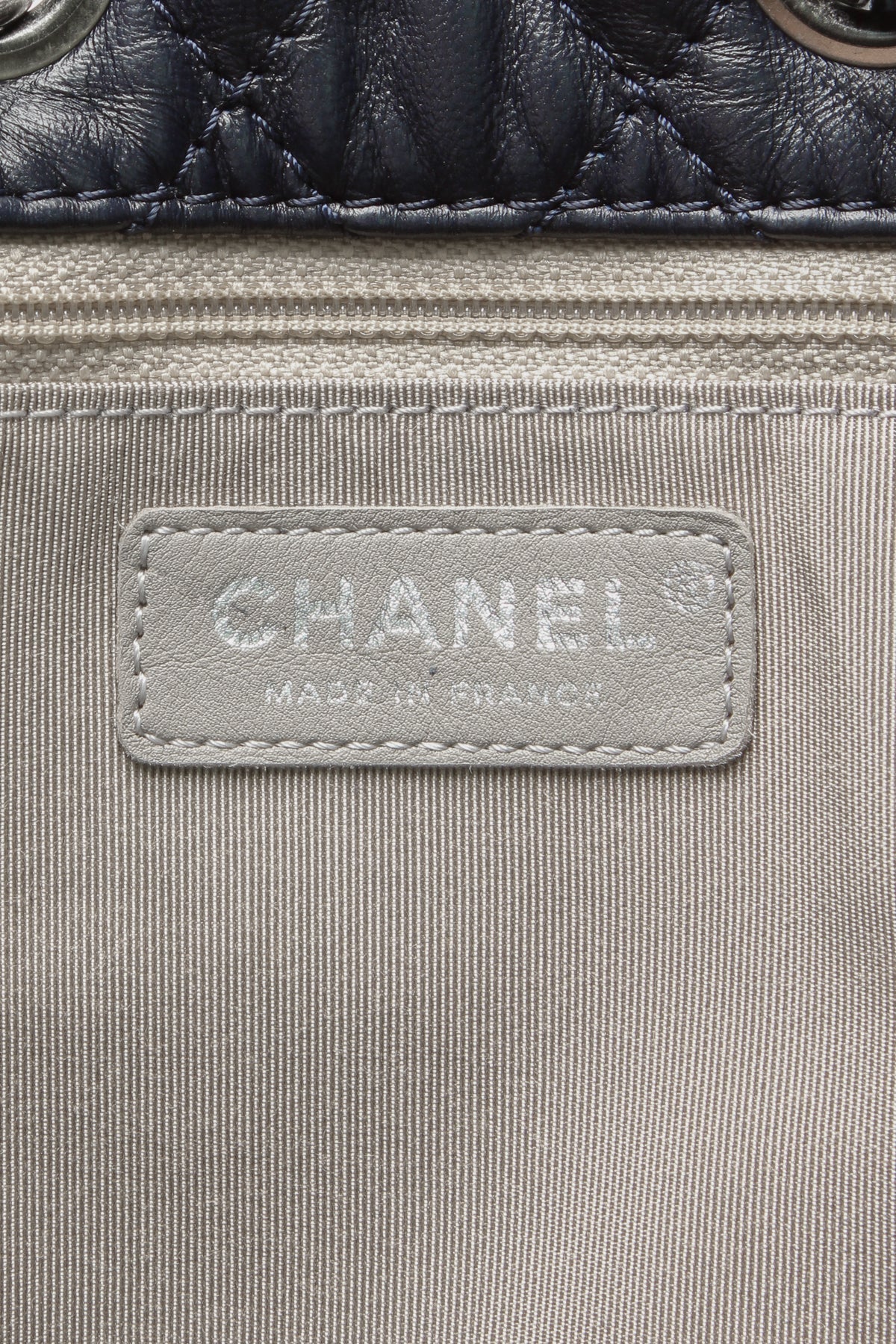Paris-Seoul Patchwork Drawstring Bag - Navy