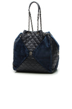 Paris-Seoul Patchwork Drawstring Bag - Navy