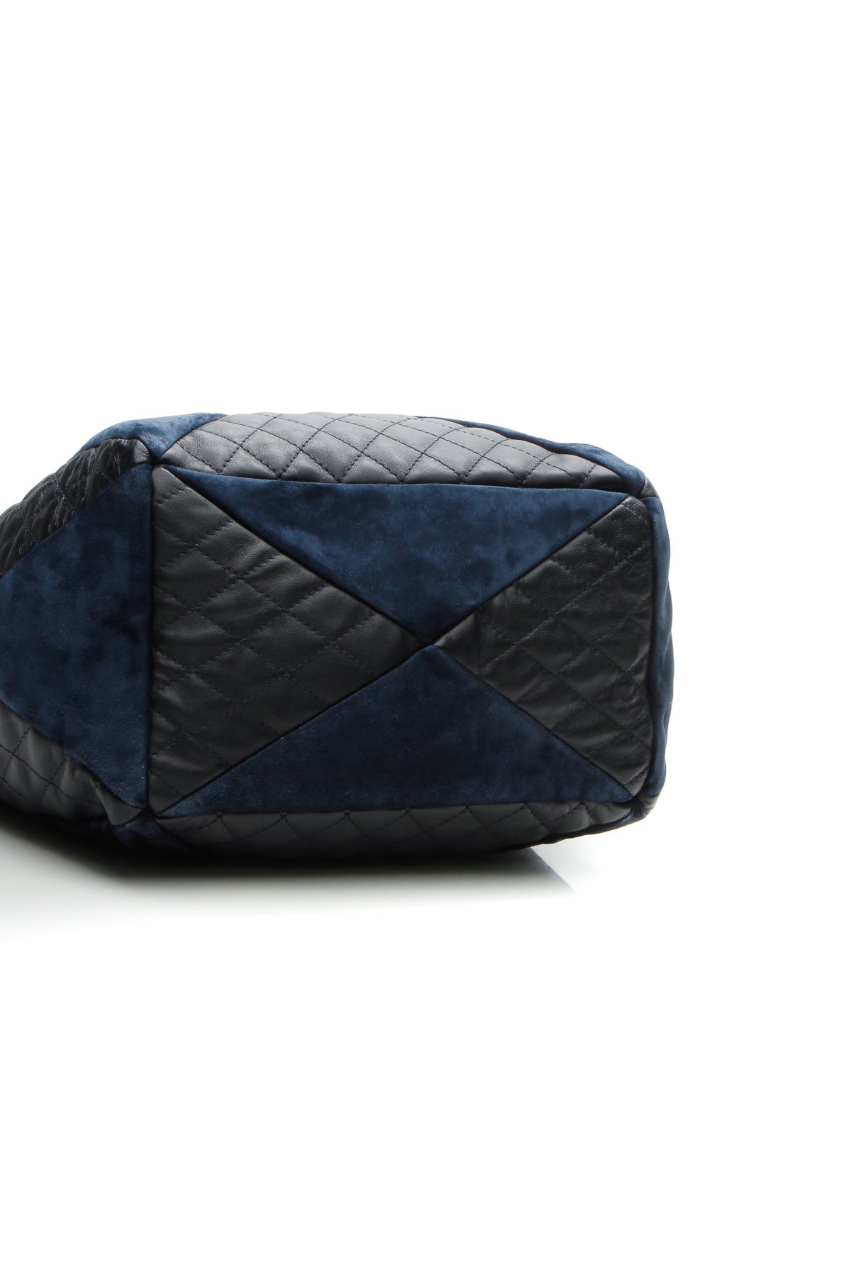 Paris-Seoul Patchwork Drawstring Bag - Navy