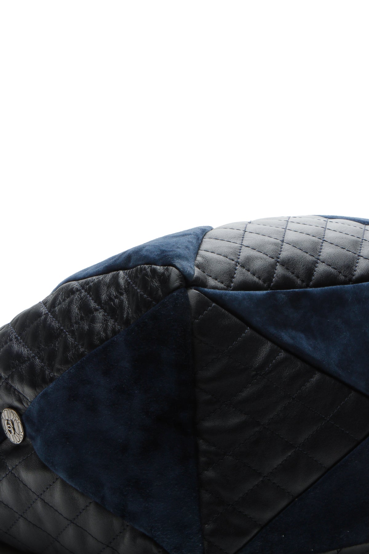 Paris-Seoul Patchwork Drawstring Bag - Navy