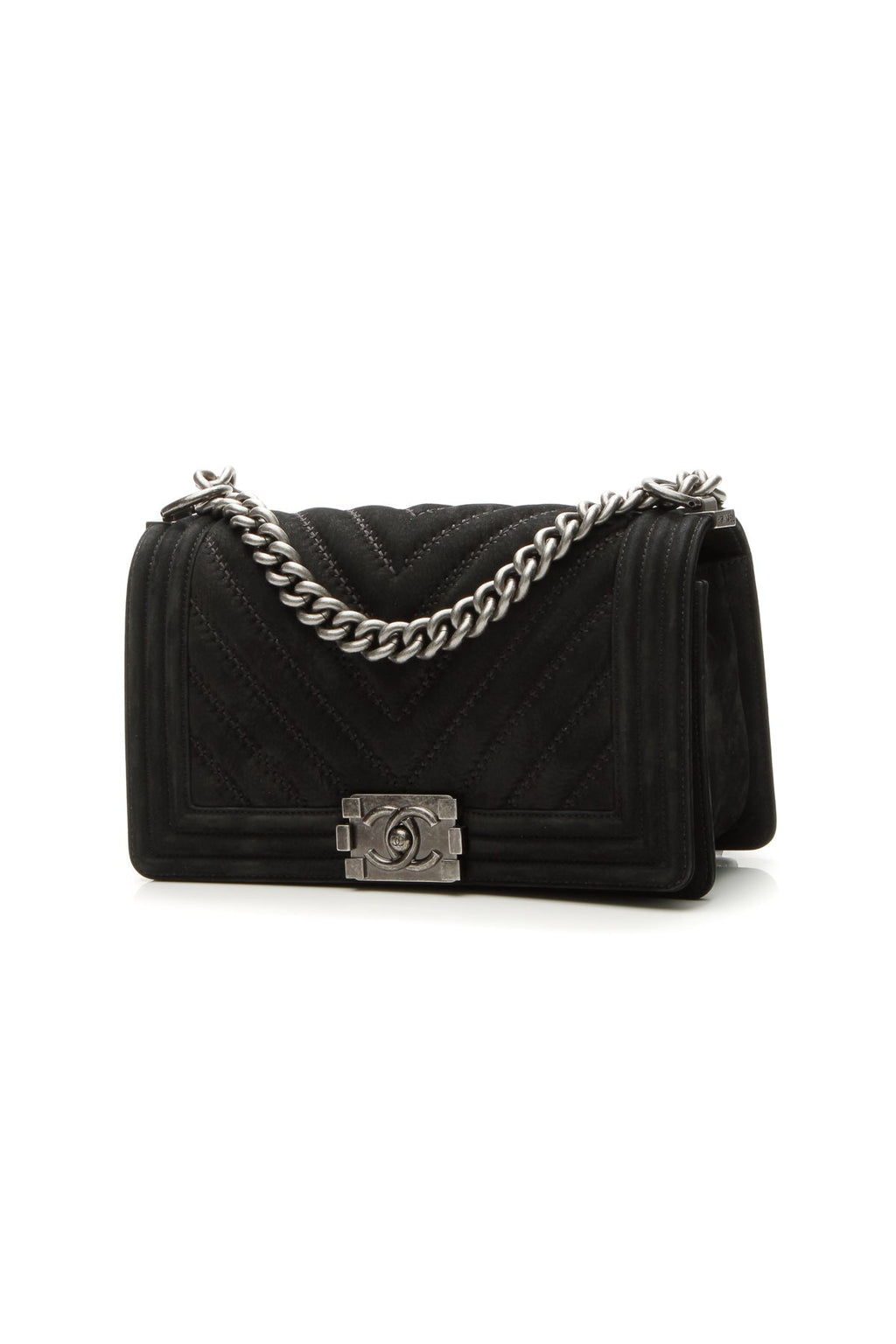 Chevron Old Medium Boy Bag - Black