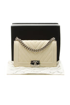 Chevron Old Medium Boy Bag - Ivory