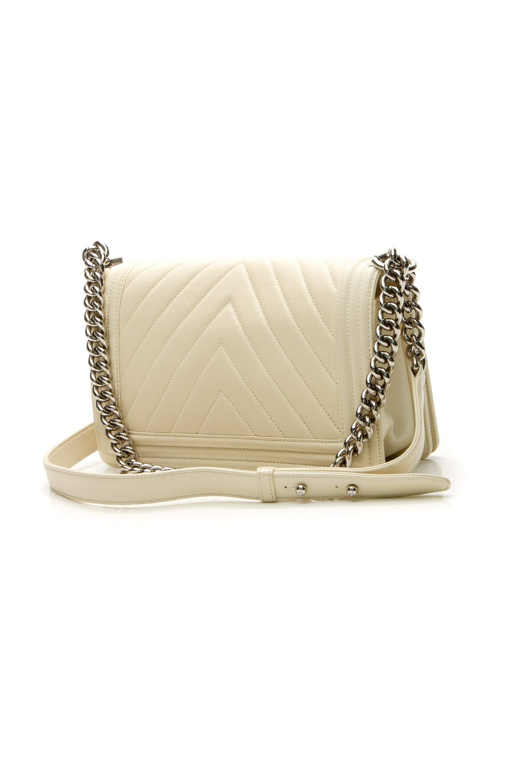 Chevron Old Medium Boy Bag - Ivory