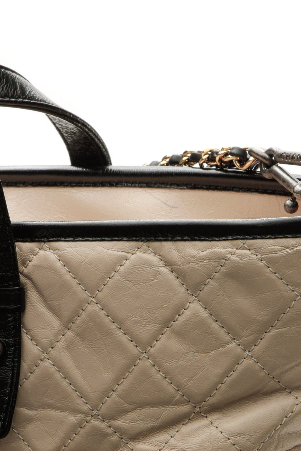 Gabrielle Large Shopping Tote Bag - Beige/Black