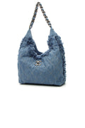 Quilted Denim Hobo Bag - Light Blue