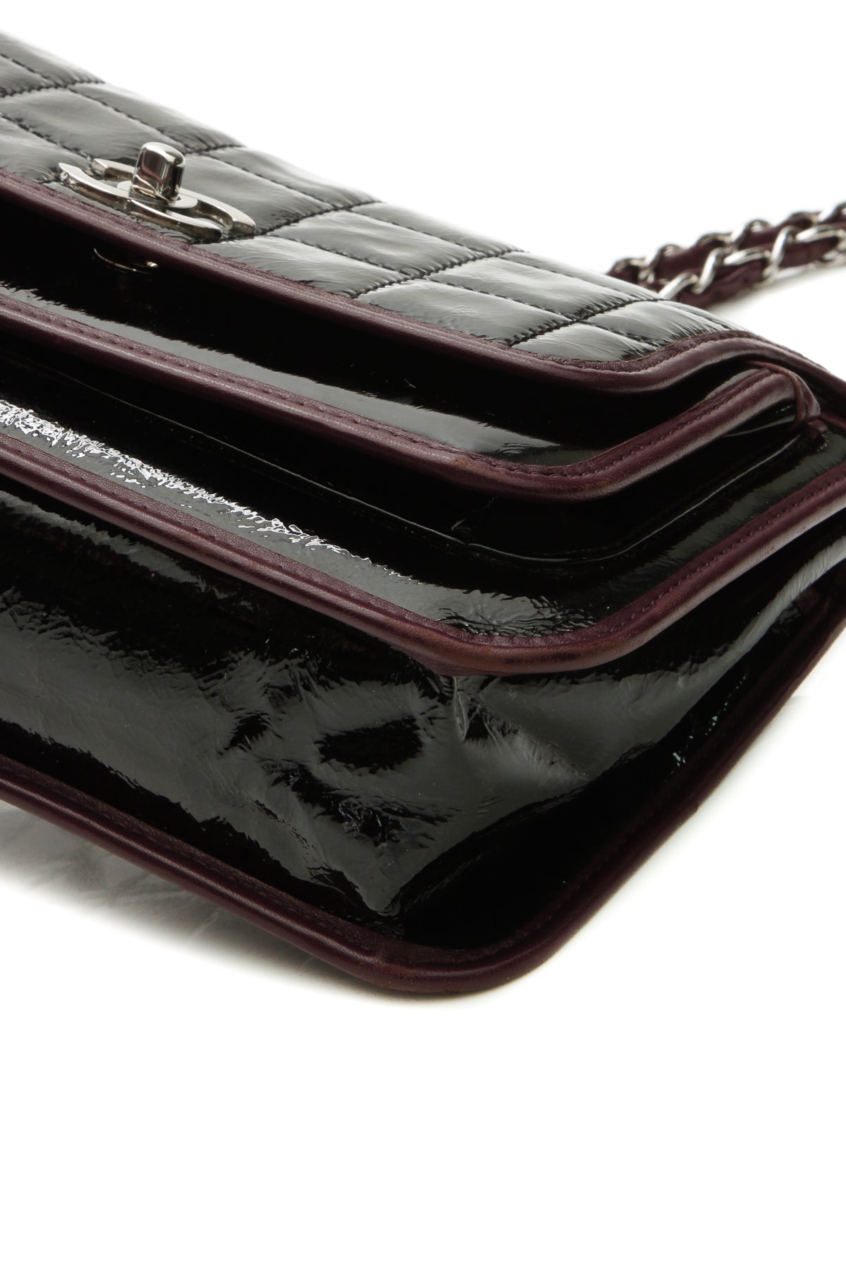 Chocolate Bar Medium Flap Bag - Black/Bordeaux