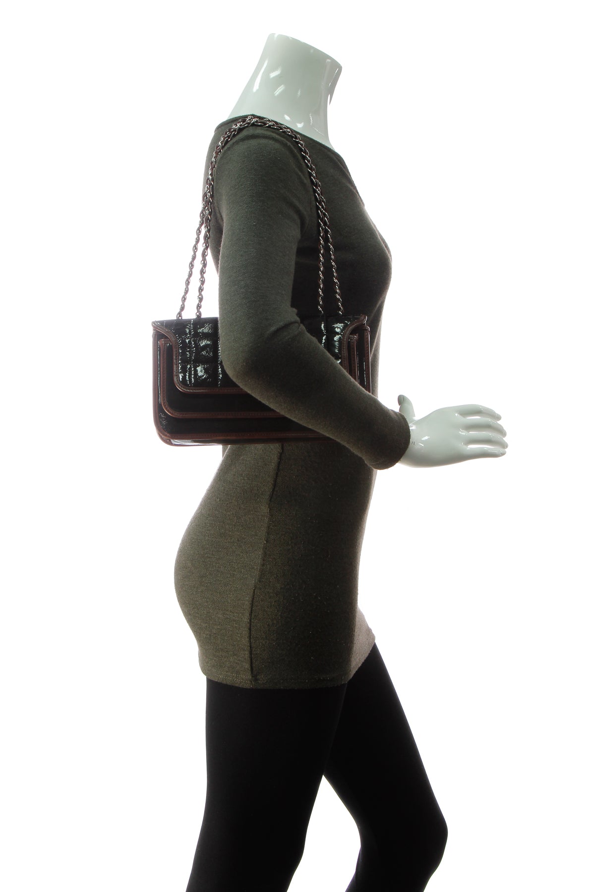 Chocolate Bar Medium Flap Bag - Black/Bordeaux