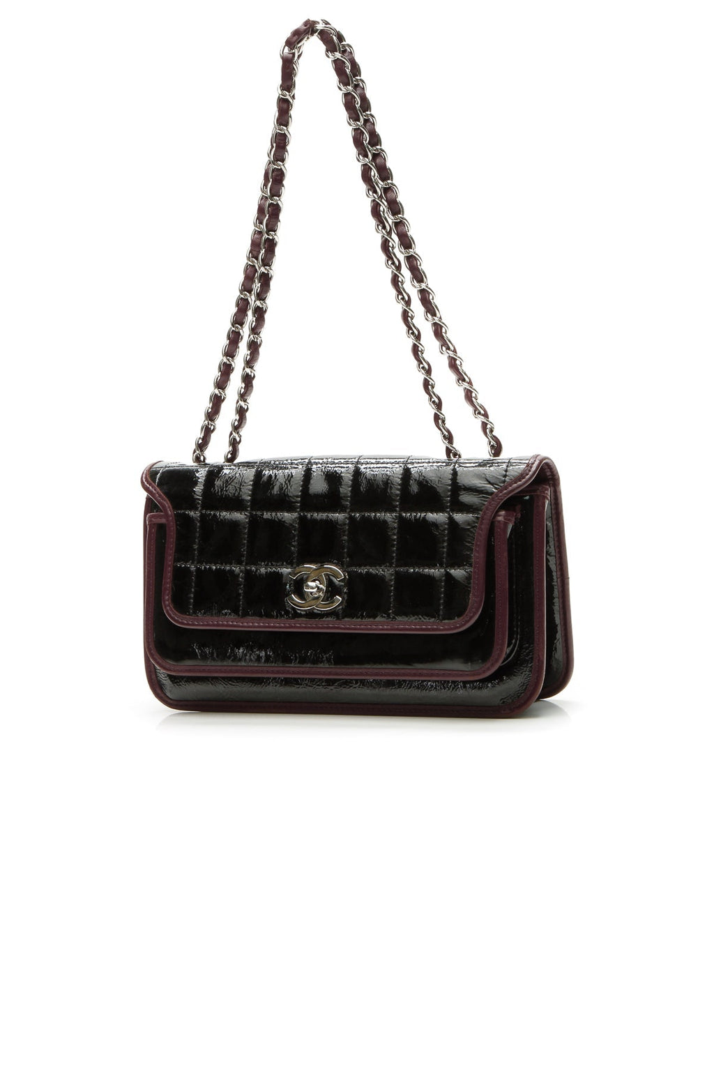 Chocolate Bar Medium Flap Bag - Black/Bordeaux