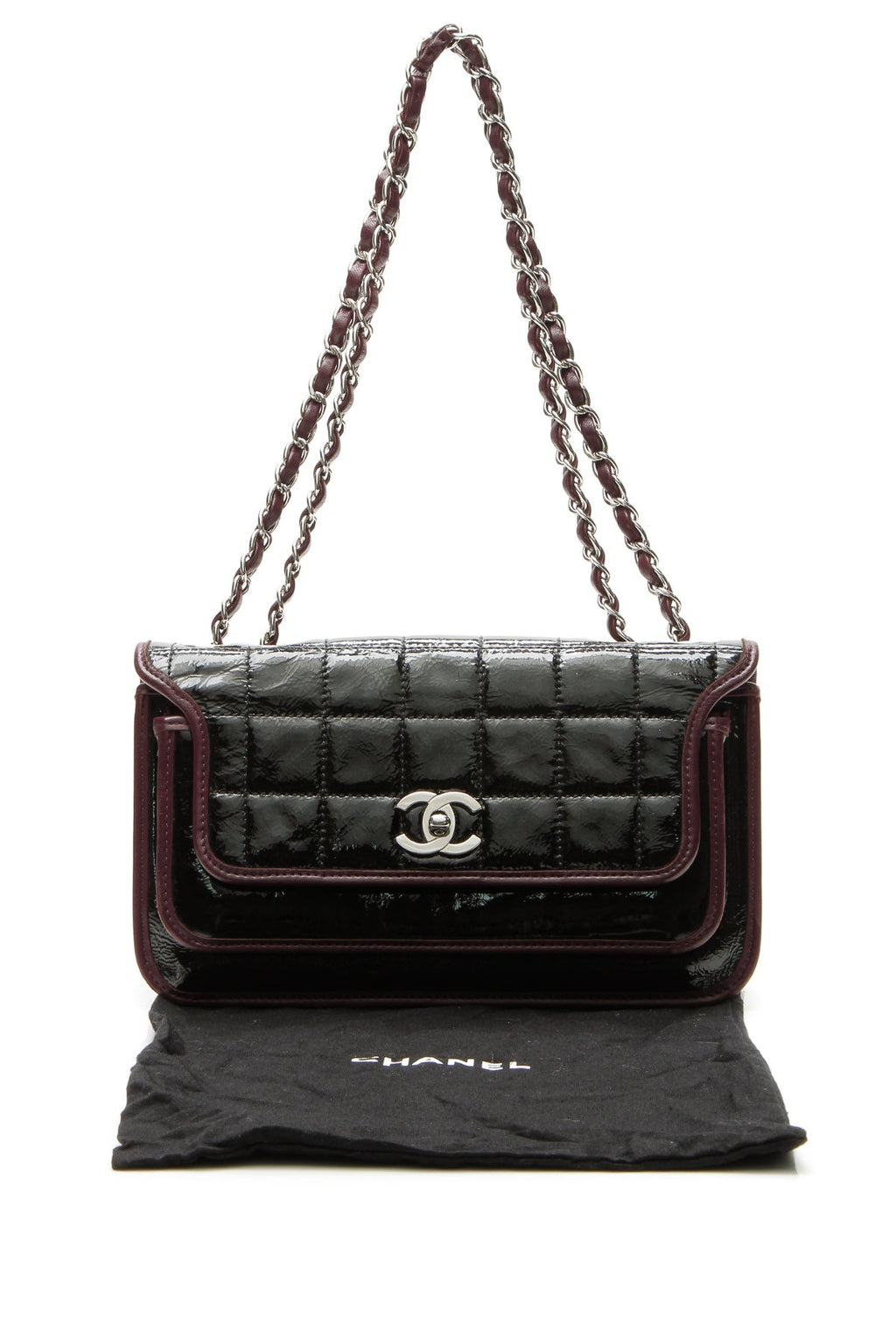 Chocolate Bar Medium Flap Bag - Black/Bordeaux