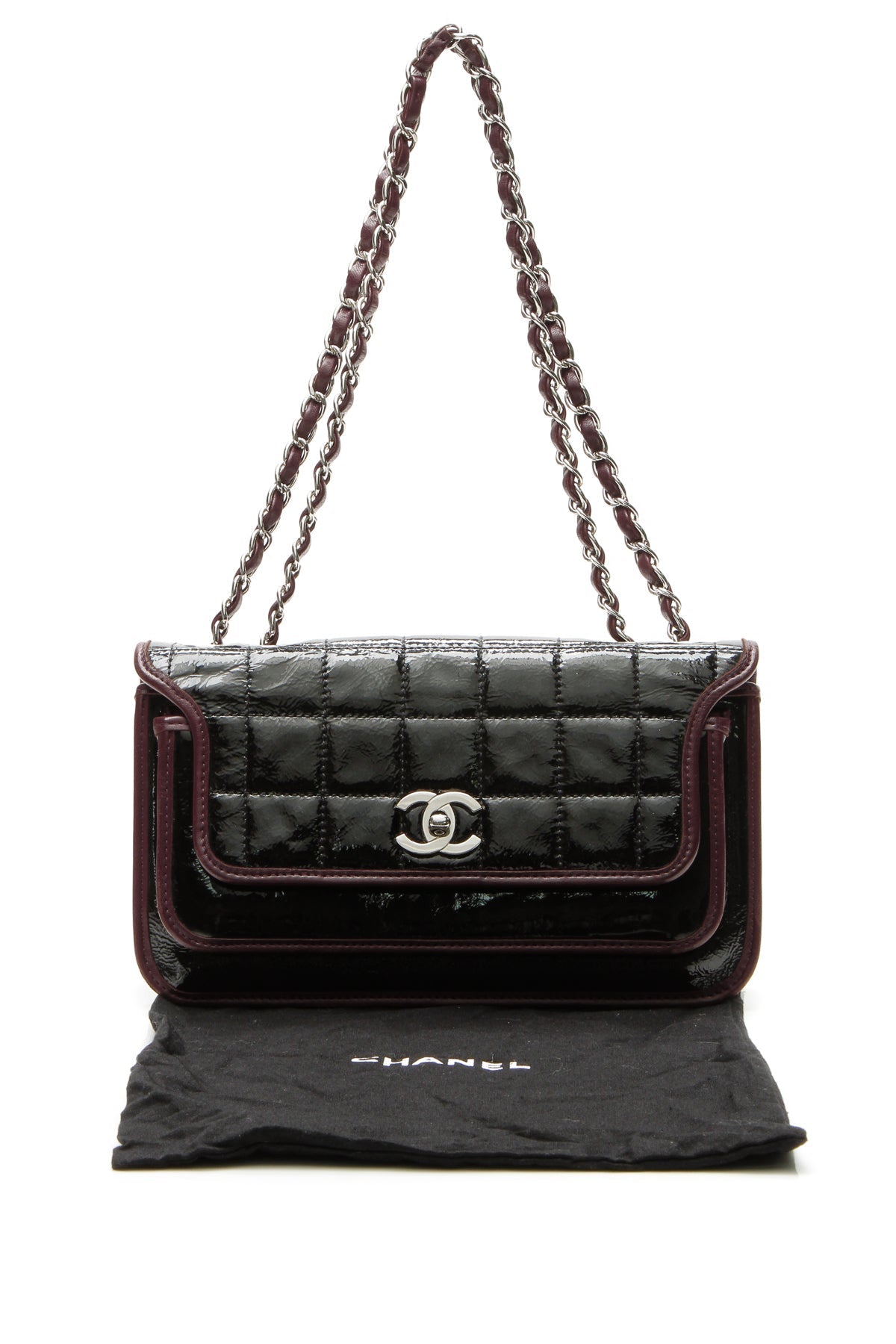 Chocolate Bar Medium Flap Bag - Black/Bordeaux