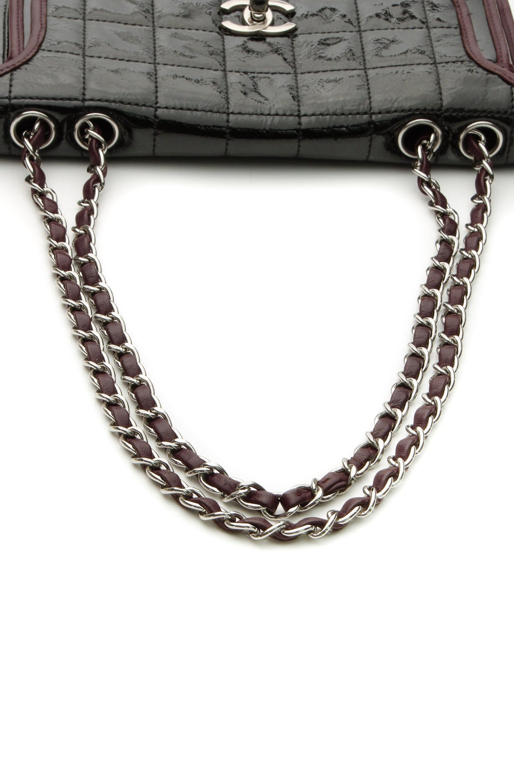 Chocolate Bar Medium Flap Bag - Black/Bordeaux