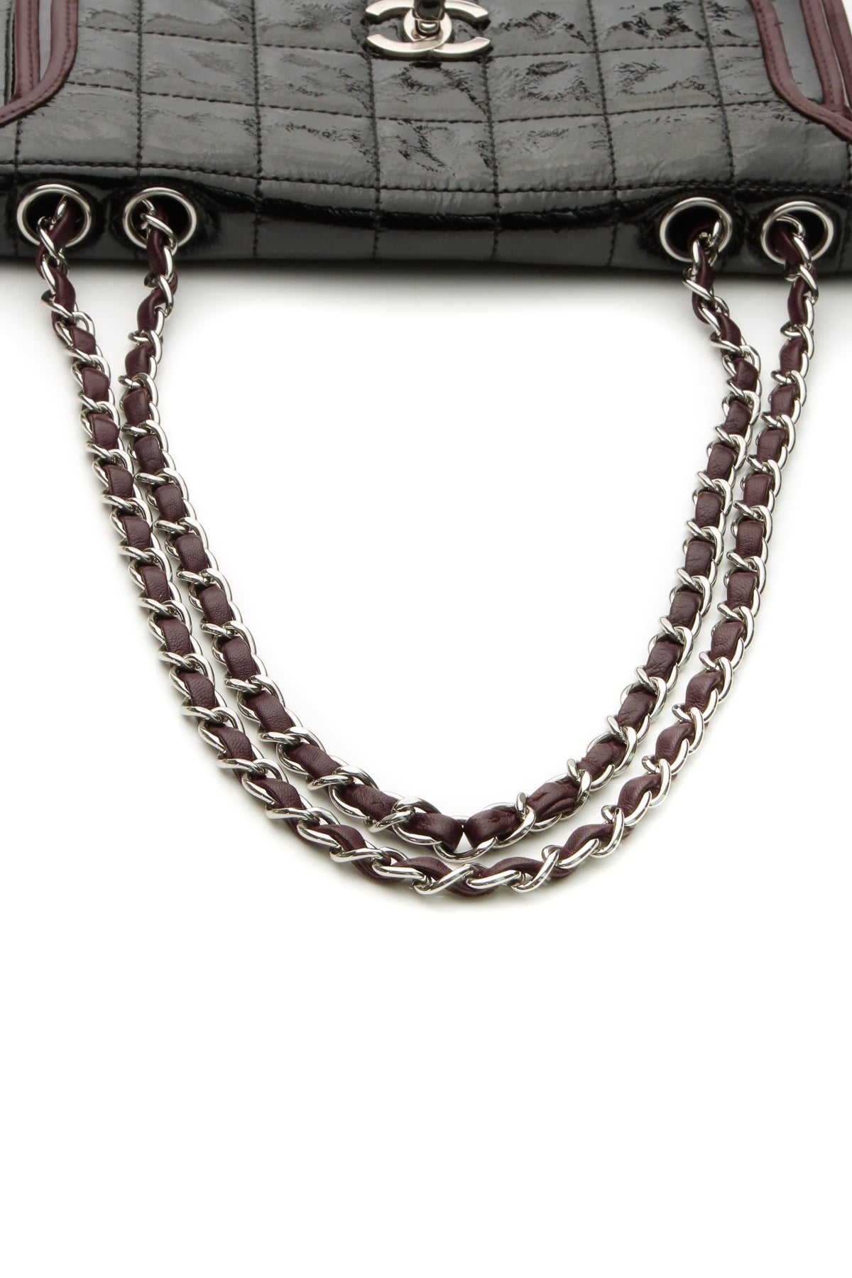 Chocolate Bar Medium Flap Bag - Black/Bordeaux
