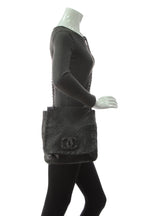 Diamond Stitch Large Messenger Bag - Black