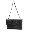 Camellia No.5 Flap Shoulder Bag - Black