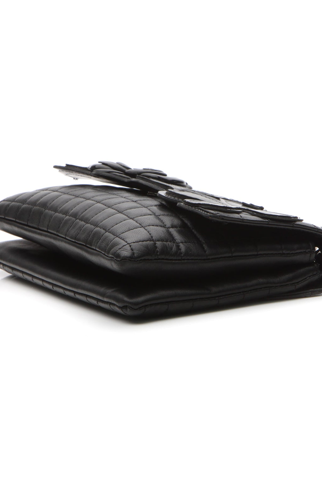 Camellia No.5 Flap Shoulder Bag - Black