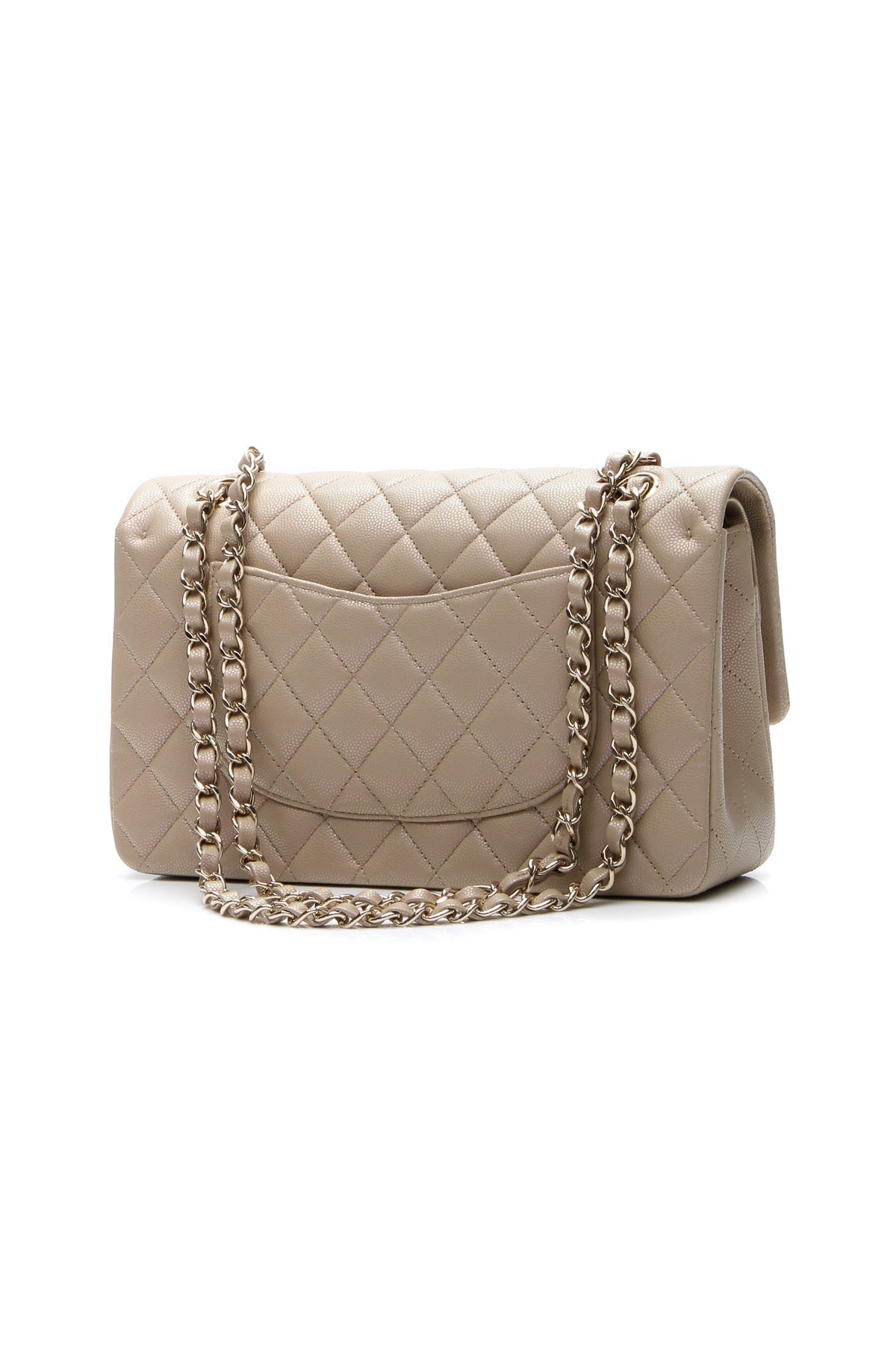 Iridescent Classic Medium Double Flap Bag - Dark Beige