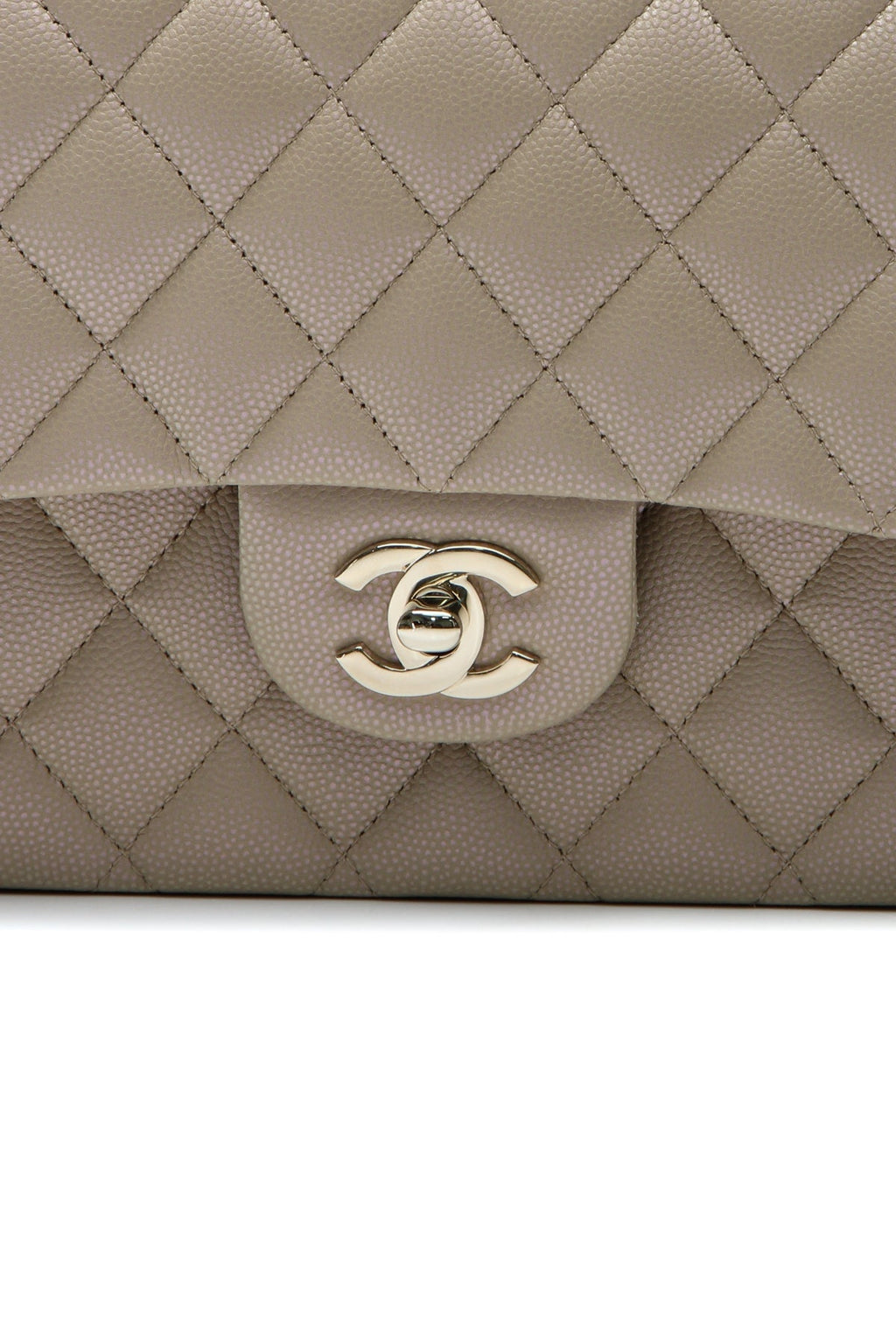 Iridescent Classic Medium Double Flap Bag - Dark Beige